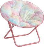 Heritage Kids Rainbow Faux Fur Folding Saucer Chair for Kids, Cozy Bedroom & Playroom Accent Chair, 23” Frame