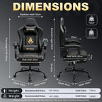 Symino Gaming Chair with Footrest, Linkage Armrests & 10cm Thick Seat, PU Leather Ergonomic Computer Chair, 150° Recline Office Chair, Black