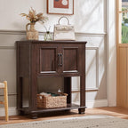 SAVOR LIFE Farmhouse Coffee Bar Table with 2-Door Cabinet, Kitchen Storage Cabinets with Open Shelf, Coffee Station for Dining Room, Kitchen, Hallway, Living Room, Walnut