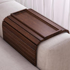 Sofa Arm Tray,Bamboo Folding Couch Arm Tray,Sofa Armrest Tray with Anti-Slip Pad for Drinks,Snacks,Phone,Remote Control（Brown）