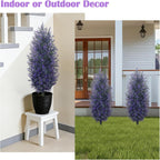 GTIDEA Artificial Purple Lavender Topiary Tree with Ground Spike, Artificial Outdoor Plants Fake Bushes UV Resistant Faux Shrubs Fade Proof for Outdoor Garden Front Decor, 2 Pack 4FT