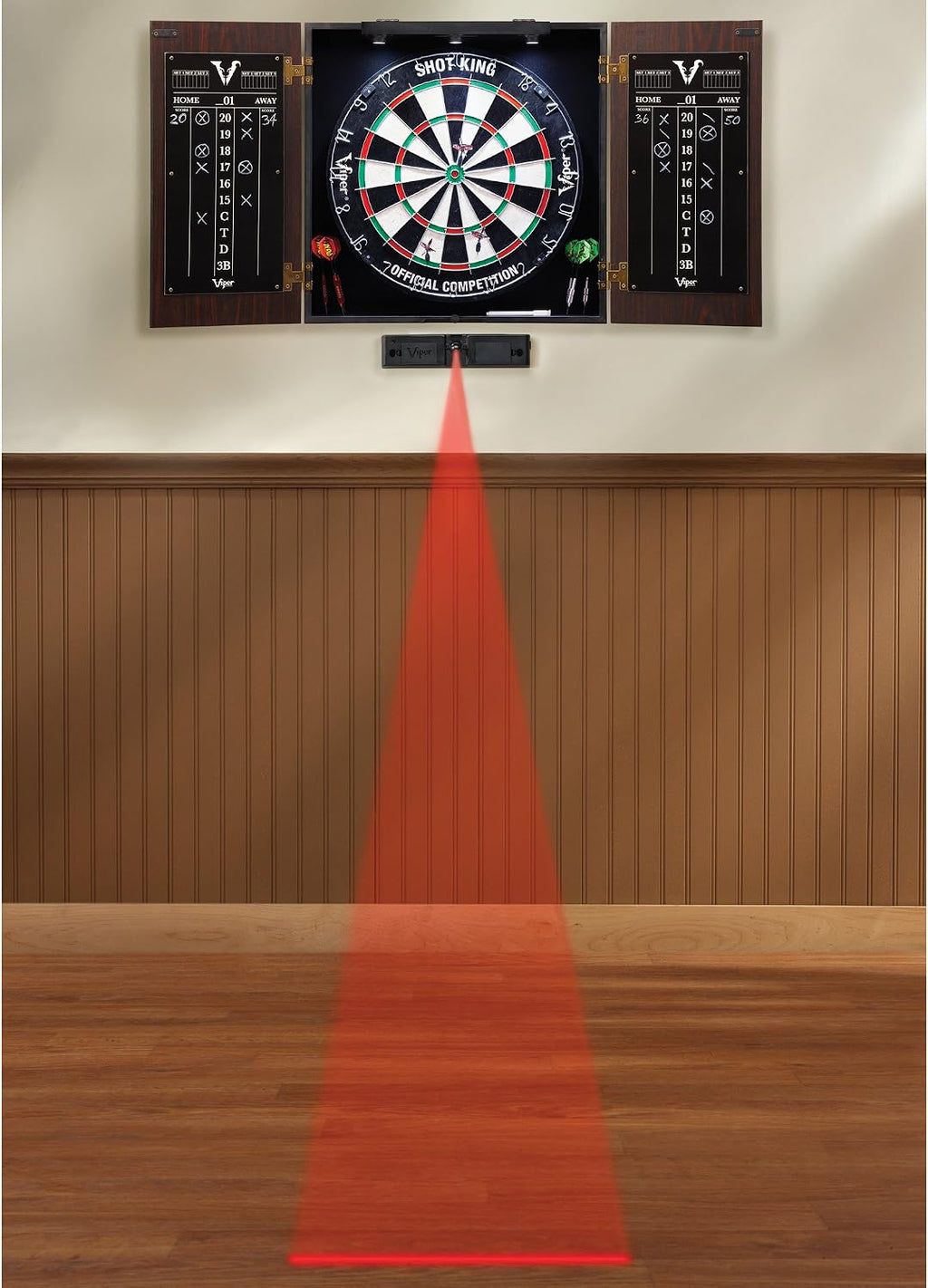 Viper by GLD Products Stadium Cabinet & Shot King Sisal/Bristle Dartboard Play-Ready Bundle
