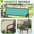 44" Outdoor Garden Bench, Iron Metal Frame Patio Bench with Backrest and Armrests, Weatherproof Anti-Rust Outdoor Bench for Front Porch, Park, Yard, Patio (411-Black)