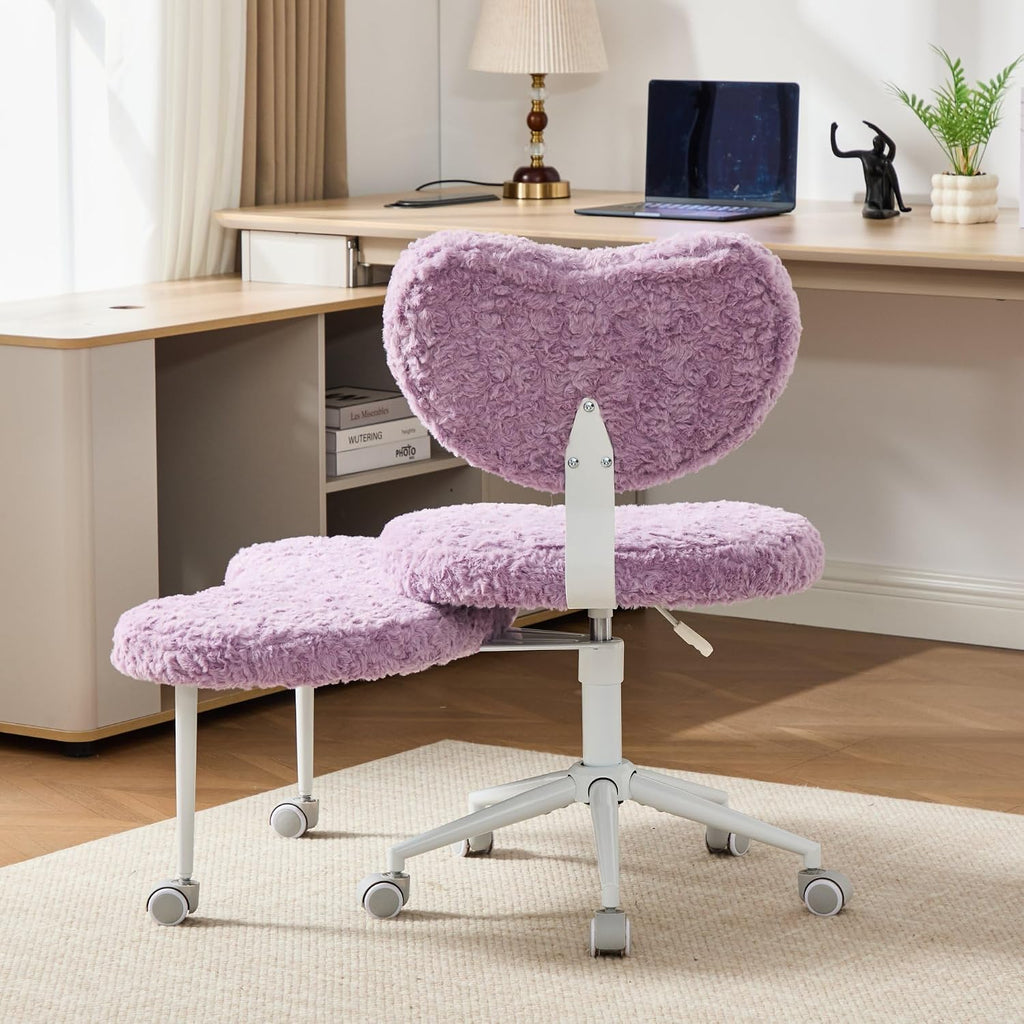 Meditation Chair Plus, Cross Legged Chair with Wheels, Adjustable Height, ADHD Kneeling Seat Criss Cross Desk Chairs with Adjustable Stool, Flexible Design for Fidgety Sitters, Violet Faux Fur