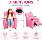 Naomi Home Suri Kids Recliner Chair: 150 Lbs Capacity & Solid Hardwood Frame for Ultimate Durability. Built to Grow Toddler & Children Sofa with Cup Holder, Footrest & 3 Recline Positions - Pink