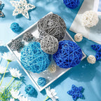 Chunful 22 Pcs Decorative Balls for Centerpiece Bowls Wicker Rattan Balls Orbs Vase Fillers for Craft, Party, Wedding Table Decoration, 5 Size, 2 Shapes(Vivid Color)
