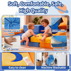 11Pcs Modular Kids Play Couch, Indoor Child Sectional Sofa for Toddlers over 1 year old, Kids Couch for Playroom Living Room, Convertible Foam Climbing Blocks Sofa for Boys and Girls, Stars and Moon