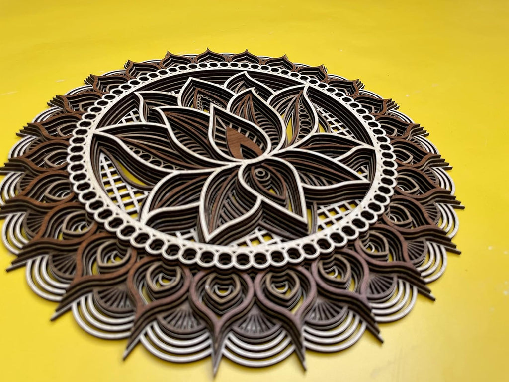 Mandala Wall Art, Mandala Wood Wall Art Decor, Lotus Flower Wall Decoration, Layered Mandala (X-Large)