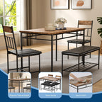 Garvee 4-Piece Modern Dining Table Set, Kitchen Table with Upholstered Chairs and Bench, Kitchen Table Set for Small Space, Apartment, Home, Studio