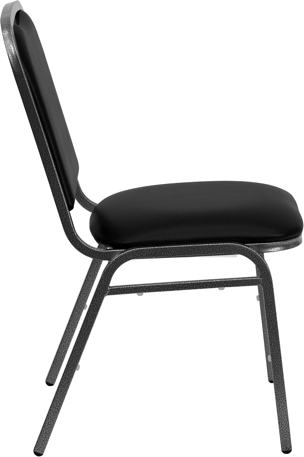 BizChair Stacking Banquet Chair in Black Vinyl - Silver Vein Frame