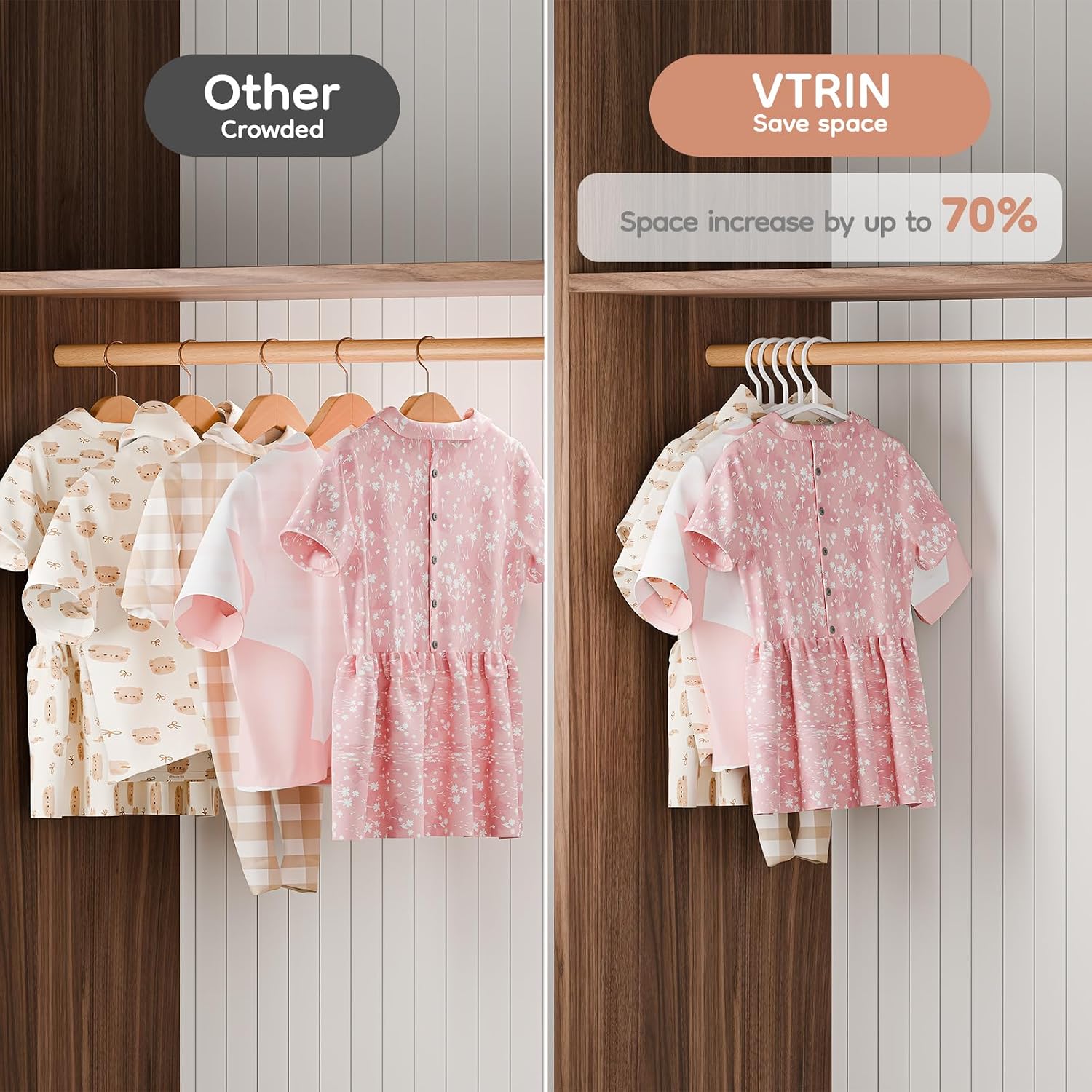 VTRIN Baby Hangers 100-Pack,Plastic Infant and Toddler Hangers for Clothes, Non-Slip Kids Clothes Hangers for Shirts, Dresses, Pajamas and Heavy Coats, White