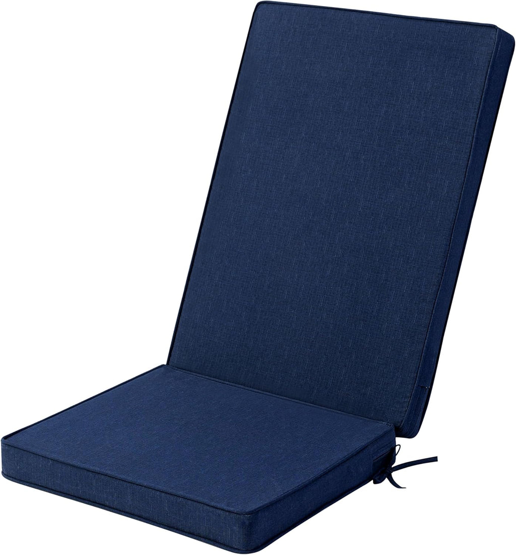 Adirondack Chair Cushion - Removable Cover, Water-Repellent & Fade-Resistant Faux Linen, Securing Straps, Non-Slip Bottom, Fit for Most Outdoor Adirondack & Rocking Chairs - Navy