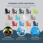 HDPE Laguna Outdoor Folding Poly Adirondack Chair (Set of 2), Pacific Blue