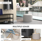Reversible Storage Ottoman with Lid, Light Gray