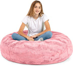 Jaxx Cocoon 4 Foot Bean Bag Chair - Faux Fur, Rose Quartz