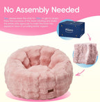 Hobestluk Bean Bag Chair for Kids Beanbag with Donut Shape Small Bean Bag Chair with Portable Handle Bean Bag Couch for Living Room Bedroom Playroom (Pink, Medium)
