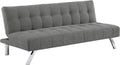 OSP Home Furnishings Sawyer Convertible Futon Sofa with Easy Lift and Stainless Steel Legs, Grey Fabric