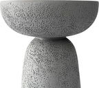 24'' Tall Round Gray Pedestal Side Table, Modern Hourglass End Table with Stone Texture, Minimalist Faux Concrete Accent Table for Living Room, Bedroom, or Patio