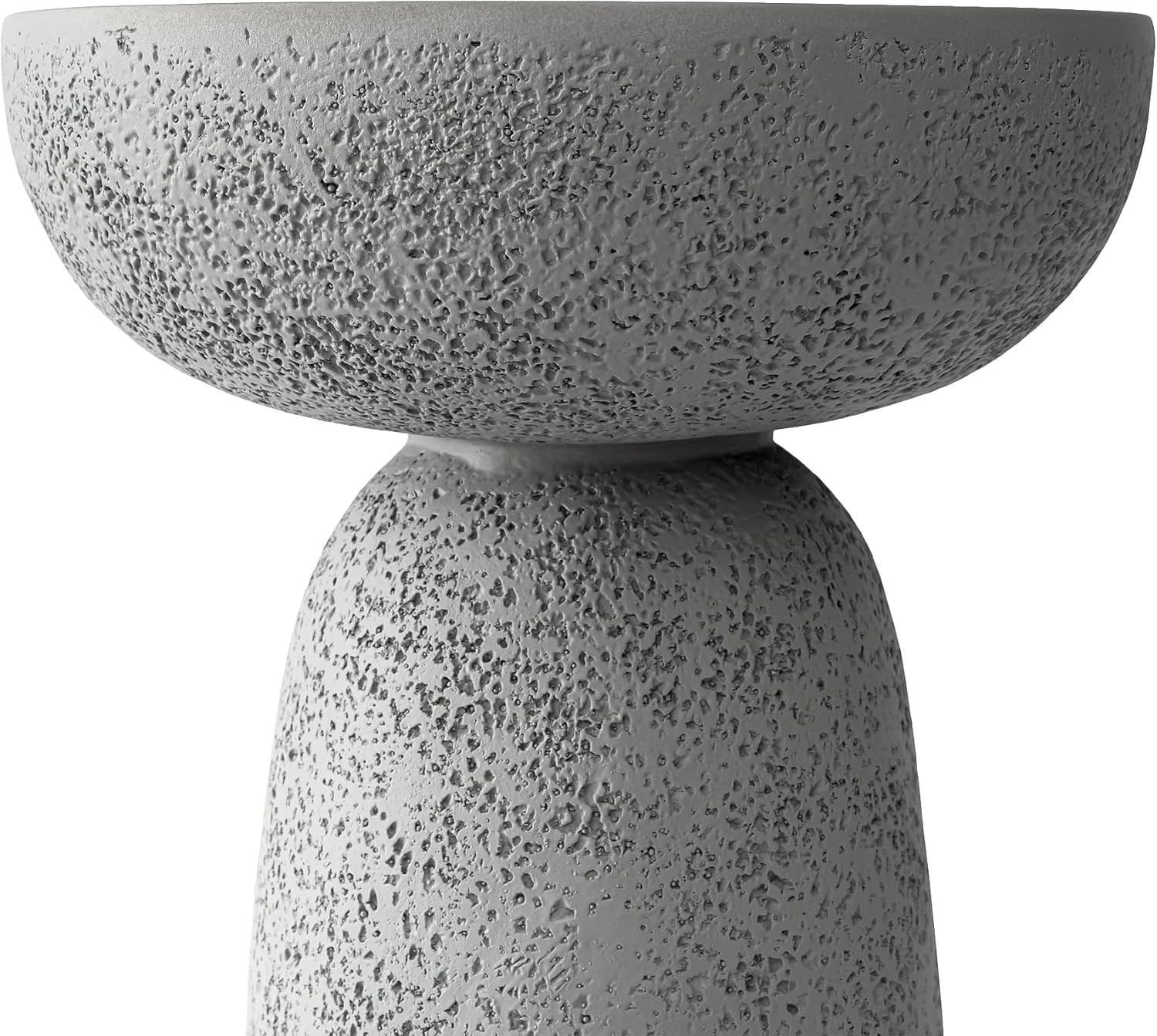 24'' Tall Round Gray Pedestal Side Table, Modern Hourglass End Table with Stone Texture, Minimalist Faux Concrete Accent Table for Living Room, Bedroom, or Patio