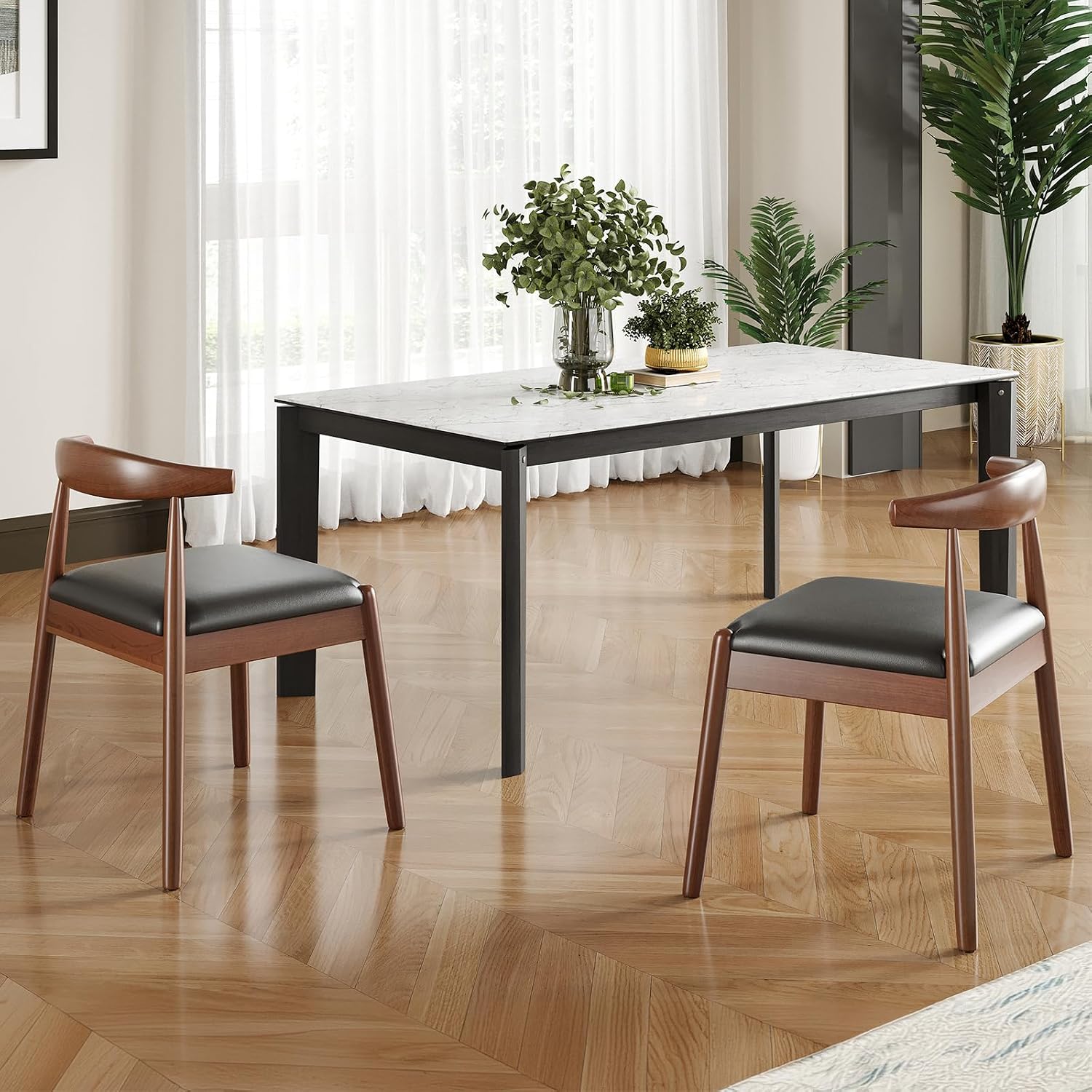 Soohow Dining Chairs Set of 2, Mid Century Modern Kitchen & Dining Room Chairs for Dining Room,Dining Chairs with Solid Wood Legs