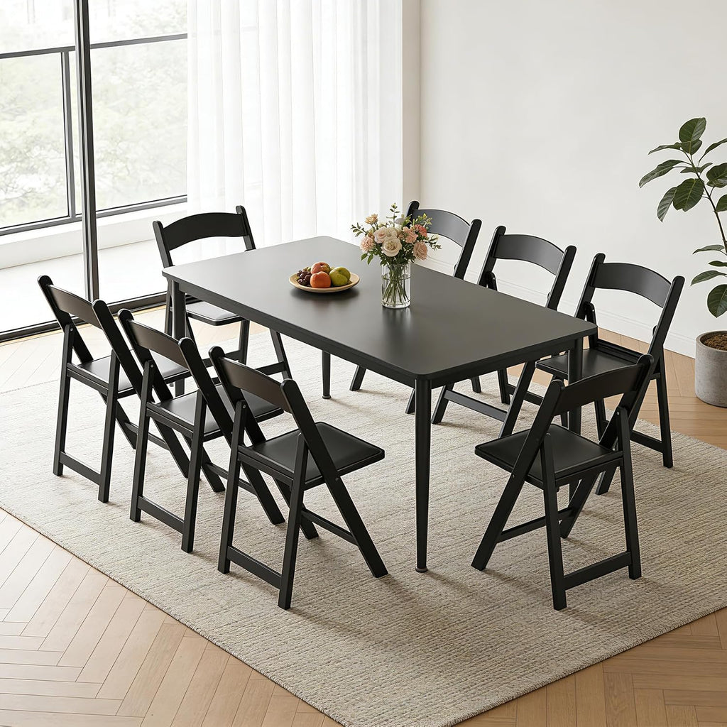 Resin Folding Chairs 4 Pack, 650LB Weight Capacity Foldable Chairs with Padded Seats, Indoor/Outdoor Lightweight Folding Chair for Events, Churches, Schools, Dining, Weekly Services(Black)