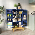 HOLTICO 45'' Kitchen Pantry Cabinet,Storage Cabinet with Doors and Adjustable Shelves,Food Pantry for Kitchen, Dining Room,Living Room and Garage,Gold Lines and Legs, Blue