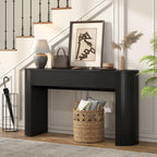 Entryway Table with Storage, Mid-Century Console Tables with 2 Drawers, Modern Fluted Sofa Table Behind The Couch, Foyer Tables for Entryway, Couch,Livingroom (Black, 55 Inches)