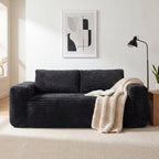 LIKIMIO Liorin Plush 71" Boneless Loveseat Sofa Black Corduroy No Assembly | 2 Seater | High-Density Foam | 25.6" Deep Seat | 17.3" High Seat | Sofa in a Box | Ideal for Apartment/Living room