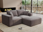 Modular Sleeper Sofa Couch Modern Sectional Couches for Living Room - 79" L-Shaped Boneless Cloud Couch - Easy Assembly Corduroy Convertible Sponge Compression Sofas with Chaise for Home House(Grey)