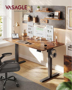 VASAGLE Electric Standing Desk, 55.1 x 27.6 Inches Height Adjustable Desk, Sedentary Reminder, 4 Memory Heights, for Home Office, Rustic Brown ULSD315KD020S