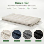 6" Futon Mattress Queen Size, Corded Fabric Floor Mattress with Straps, Foldable Japanese Tatami Mattress, Portable Sleeping Pad for Camping Guest Room Dormitory (Frame Not Included), Beige