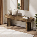 Tribesigns 47" Wooden Entryway Bench, Farmhouse Indoor End of Bed Bench, Long Table Benches Seat for Bedroom, Hallway, Foyer, End of Bed (Dark Brown)