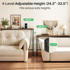 Kitstorack 94.5" Extra Long Behind Couch Table, Adjustable Height Narrow Console Table with 2 Power Strips, Split Design for Separate Wall Use, Anti-Scratch Tip, Rustic Brown for Living Room