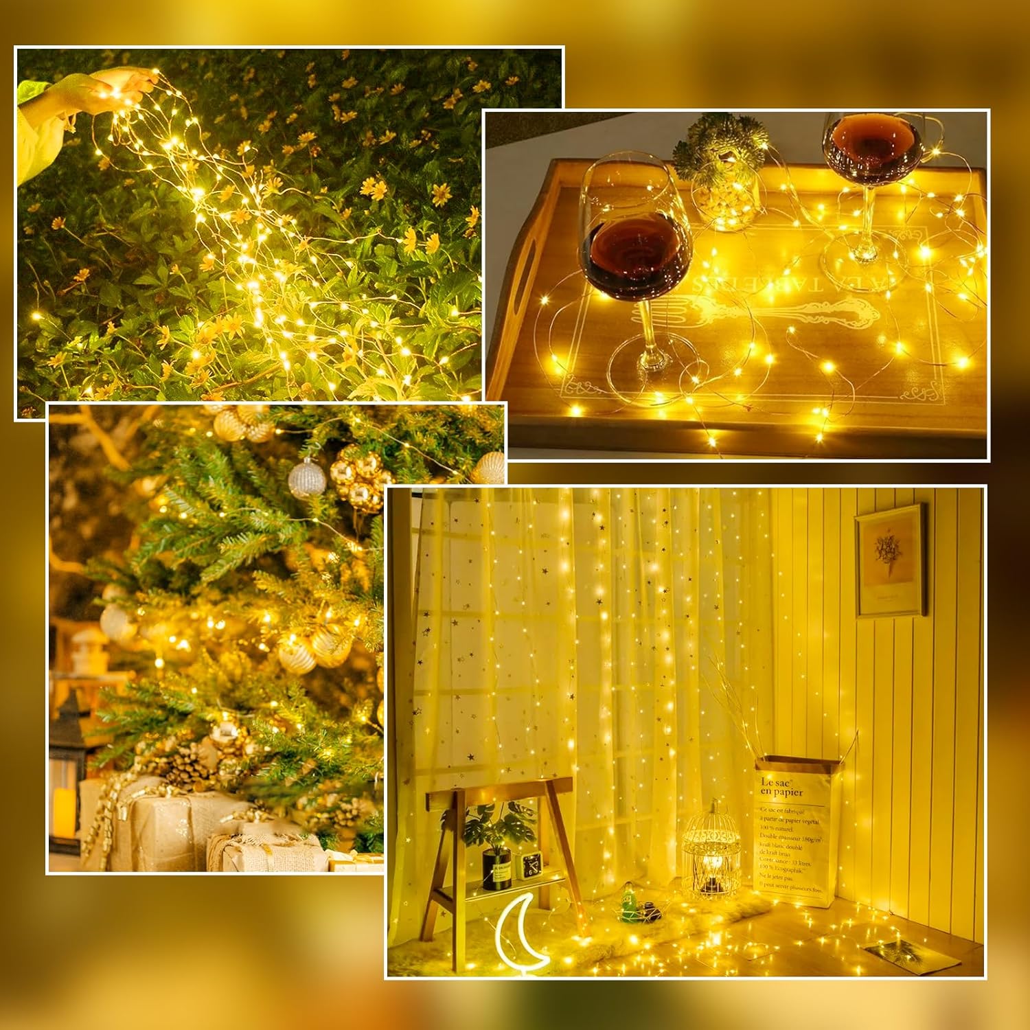 4-Pack Fairy Lights Battery Operated with Timer, 16FT 50 LED String Lights Indoor Outdoor, Cuttable Starry Fairy Lights Waterproof for Home Bedroom Classroom Dorm Wedding Christmas Decor (Warm White)