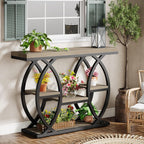 Tribesigns 39.4" Console Table, Industrial 4-Tier Sofa Table Entryway Table with Storage Shelves, Narrow Wood Accent Tables with Metal Frame for Small Spaces, Hallway, Foyer, Grey