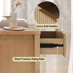 Fluted 55'' Sideboard Cabinet with Drawers,Large Storage Buffet 4 Doors and 2 Drawers Coffee Bar Console Table Storage for Dinning Room, Kitchen, Living Room (WOOD-32'')