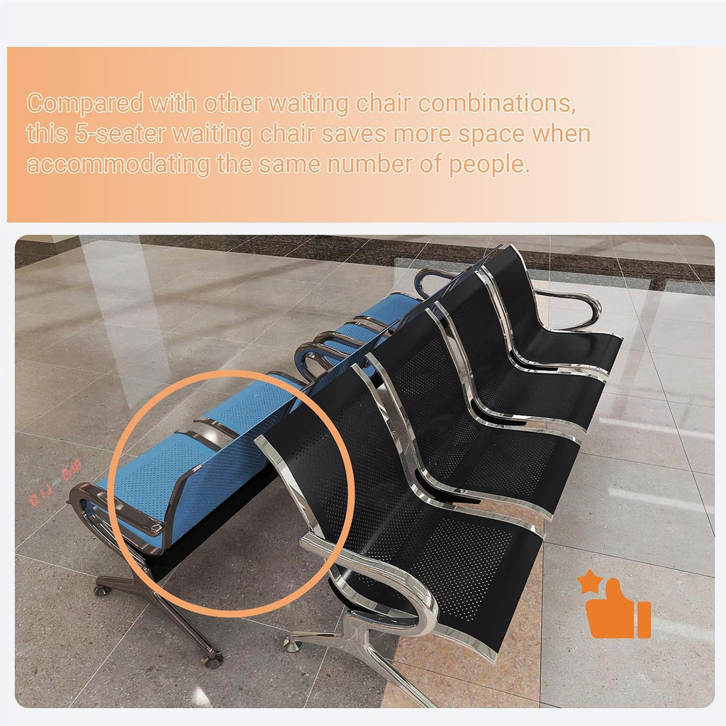 Kinfant Waiting Room Chairs - Whole 4-Seat Connect Reception Chairs Waiting Room Chairs with Arms & Stainless Steel Frame, Waiting Room Bench Lobby Chair for Office Airport Bank Hospital