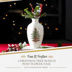 Spode Christmas Tree 10" Posy Vase - Elegant Ceramic Flower Vase, Holiday Centerpiece for Floral Arrangements & Home Decor - Beautiful Handcrafted Accent for Festive Decorations