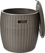 Tangkula 9.5 Gal Cooler Bar Table, Patio Wicker Ice Cool Bar Table, Outdoor Rattan Bar Table with Ice Bucket, Ice Bucket with Side Handles & Lid, Beer & Wine Cooler for Party, Poolside, Deck, Yard