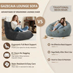 Gazecaia Comfy Bean Bag Chair for Adults Teens | Fireside Floor Lounge Chair,Soft Teddy High-Resilience Memory Foam Bean Bag Couch with Non-Slip Base,for Living Room Bedroom Apartment Office,Dark Gray