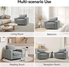 36.2" Wide Swivel Accent Chair - 360° Rotation Upholstered Modern Design Comfortable Cushioned Seating, Pillowback Glider Rocking Chair for Living Room, Bedroom, Nursery and Reading Nook, Gray