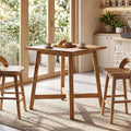 Solid Wood Bar Table, Farmhouse 31.5 Inch Square Counter Height Bistro Table with Footrest, Commercial Pub High Top Cocktail Furniture for Restaurant Cafe Bar, Brown