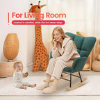 HealSmart Nursery Rocking Chair Teddy - Upholstered Comfy Glider Rocker with High Back Armchair, Cozy Reading Recliner Fluffy Comfortable Chair for Bedroom, Baby Room, Living Room and Study, Green