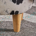 Black and White Velvet Cow Shaped Ottoman, Cute Wood Foot Stool Shoes Changing Seat with Cushioned for Adult Living Room, Bedroom, Nursery Gameroom, Playroom, Porch Furniture