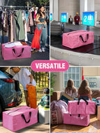WORKPRO 10 Pack Extra Large Moving Bags with Zippers & Carrying Handles Backpack Straps, Heavy-Duty Storage Tote for Space Saving Moving Storage (Pink)