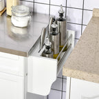 HOMCOM Kitchen Island on Wheels, Rolling Kitchen Cart with Stainless Steel Countertop, Drawer, Towel Rack and Spice Rack, Utility Storage Trolley, White