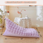 LIFEREVO Faux Rabbit Fur Stuffed Animal Bean Bag Storage (No Filler), Soft Waffle Bubble Beanbag Chair Cover for Cushion Home Decor, Furry Floor Lounger Plush Toys Organizer for Kids Girls, Lavender