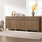 SICOTAS 29" Fluted Buffet Cabinet with Storage, Modern Sideboard Cabinet with Drawer & Adjustable Shelves, Premium Credenza for Kitchen & Living Room, Reclaimed Caramel Oak