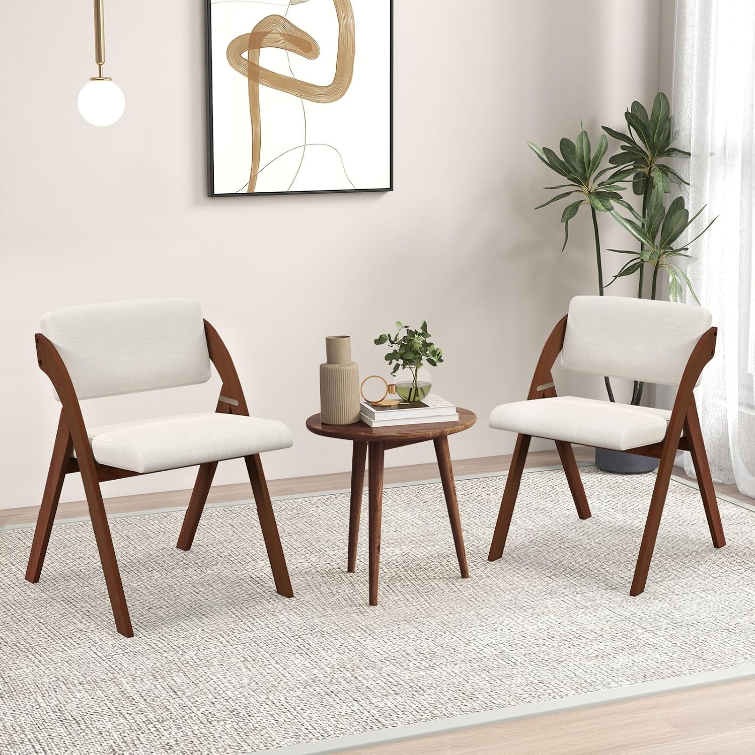 Byroce Folding Dining Chairs Set of 2, Non-Assembly Wood Kitchen Chairs with Upholstered Seat & Backrest, Portable Farmhouse Accent Furniture for Party, Wedding, Home Office, Walnut (1)