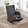 Modern Rocking Chair Nursery Glider, Comfy Rocker Nursery Chair with Foot Rest, Accent Reading Armchair with Pillow and Pocket, Upholstered Lounge Rocker with Solid Wood Base for Relaxing (Charcoal)